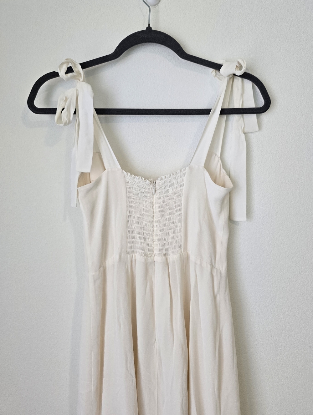 NWT Reformation Nadira Dress in Ivory Sweetheart Neckline Shoulder Strap Ties - Picture 9 of 14